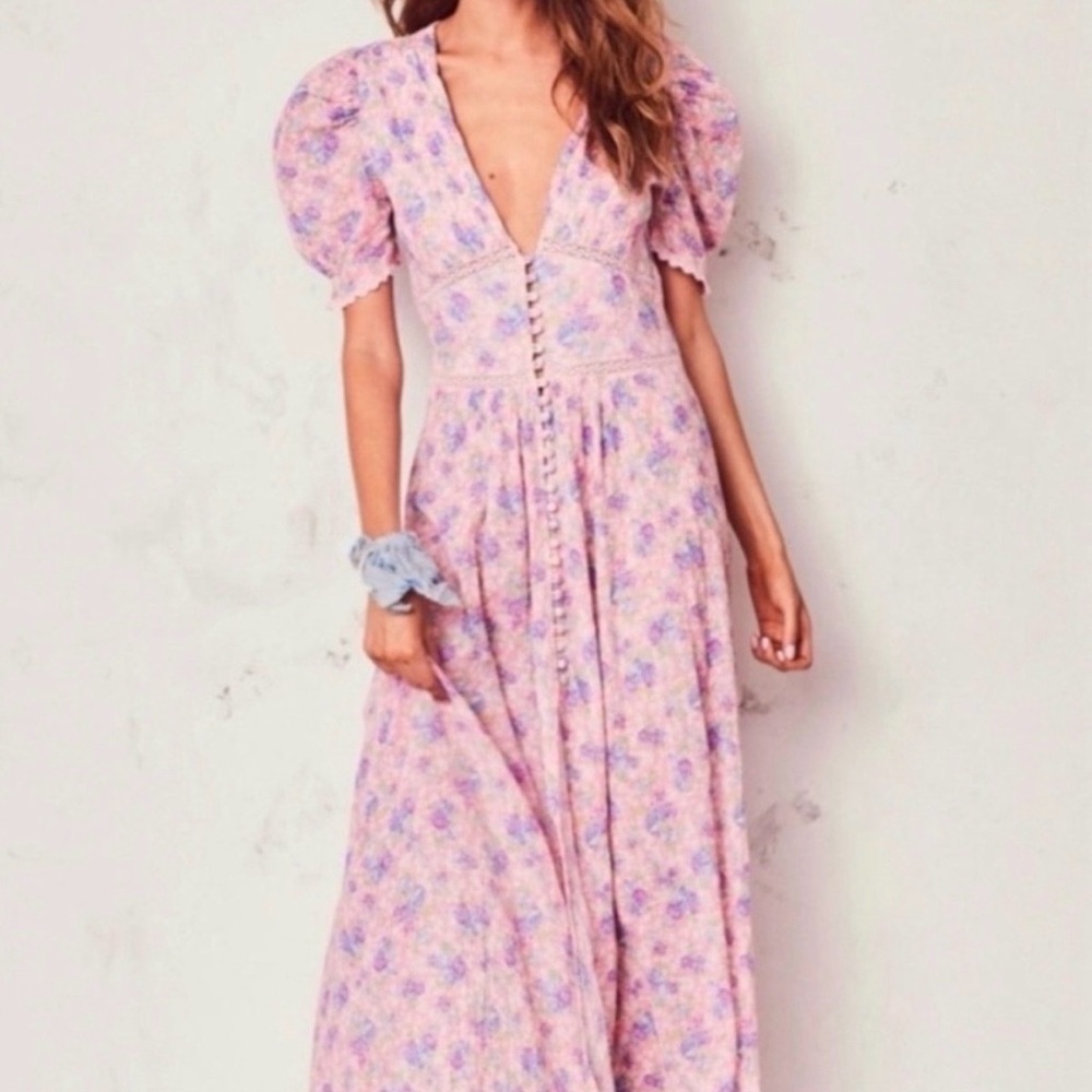 LoveShackFancy Stacy Duster in Pink